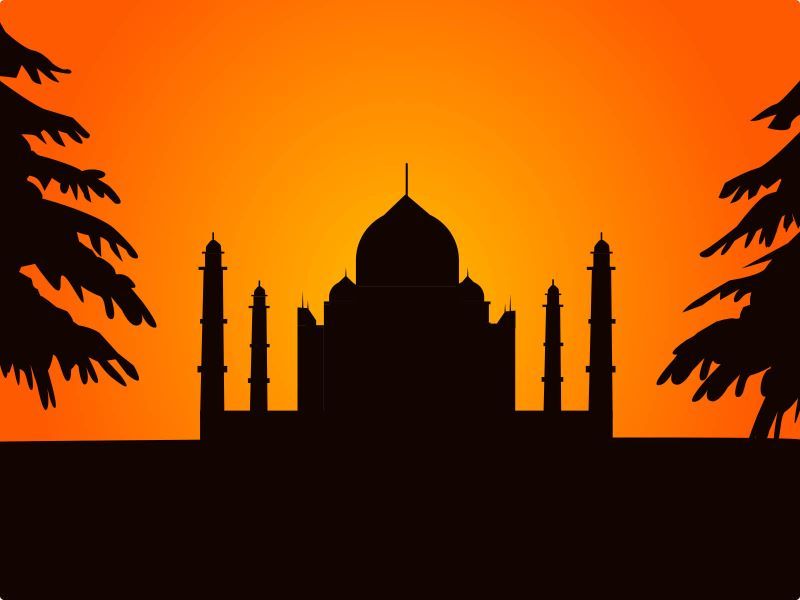 Silhouette Taj Mahal Sunset time background