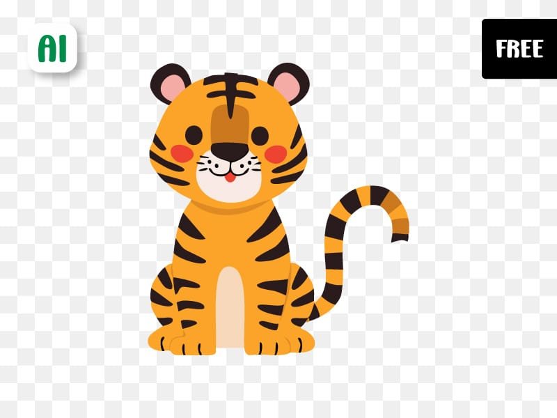 Hand-draw adorable tiger PNG