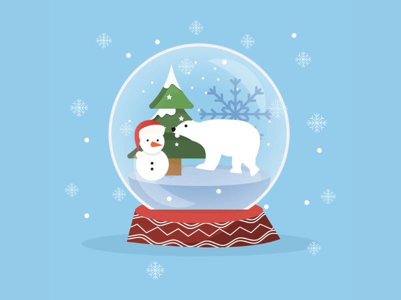 Merry Christmas snowball illustration